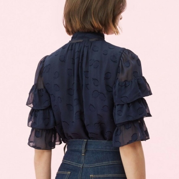 NWT REBECCA TAYLOR Tulip Clip Ruffle Blouse 10 - Picture 3 of 6